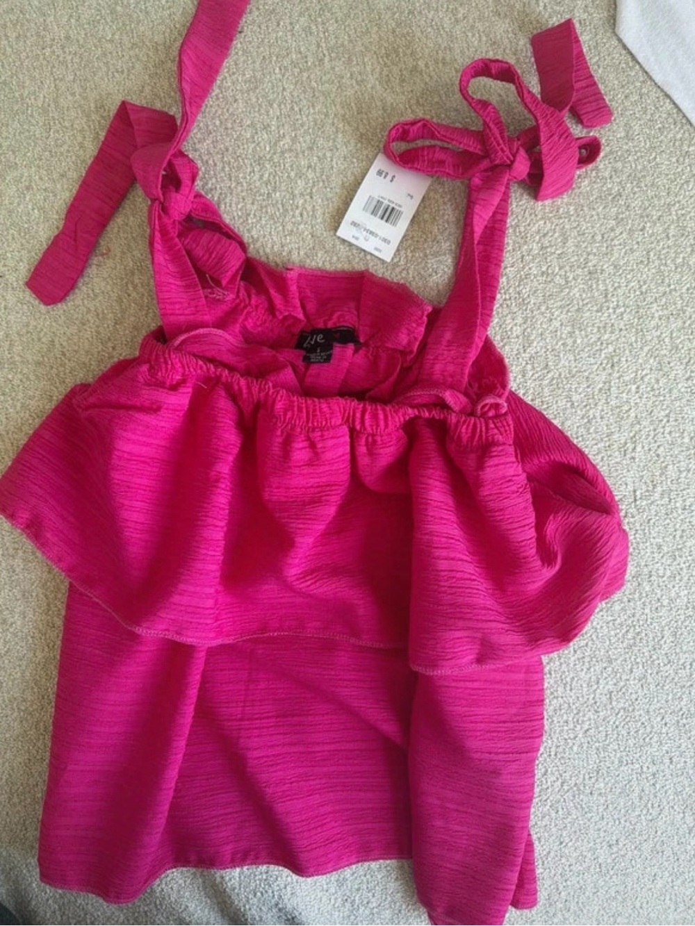 Love Bright Pink Ruffle Tie-Shoulder Tank Top